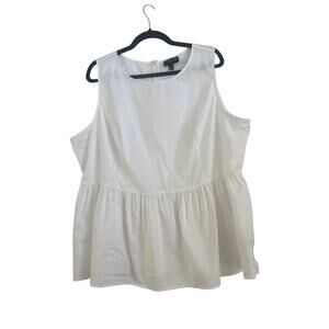 Lane Bryant White Sleeveless Peplum Lightweight Preppy Tank Blouse